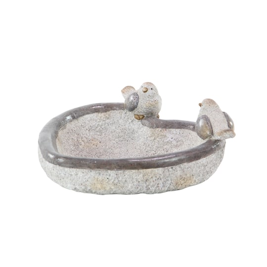 15" Gray Polystone Country Birds Garden Sculpture